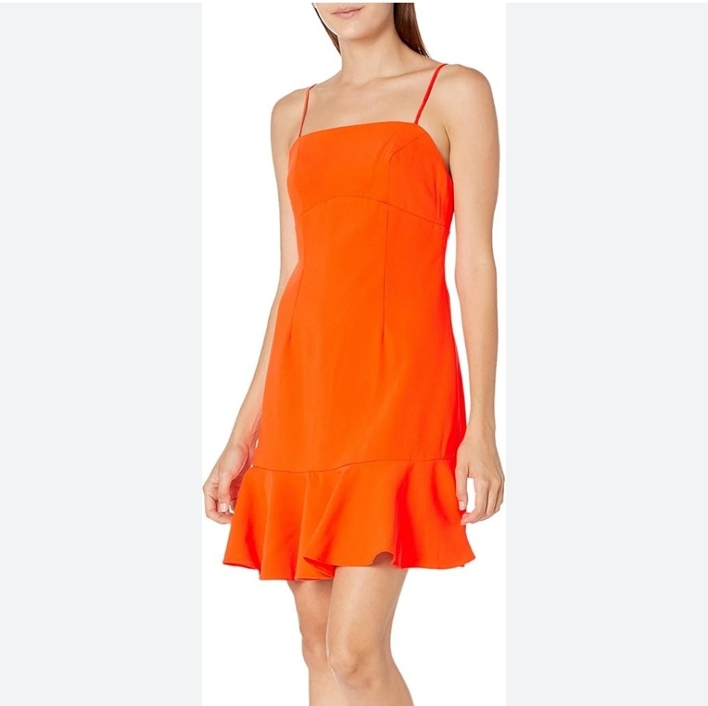 Elliatt Luster Mini Dress Neon Tangerine M Ruffle Hem Party Date Night